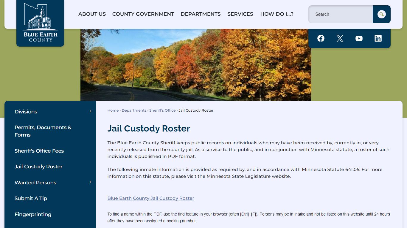 Jail Custody Roster | Blue Earth County, MN - Official Website