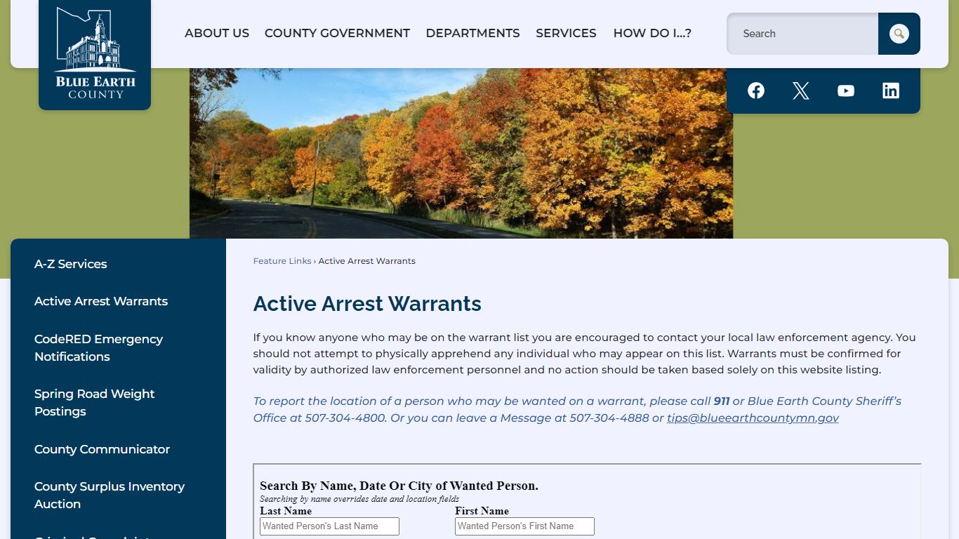 Active Arrest Warrants | Blue Earth County, MN - Official Website